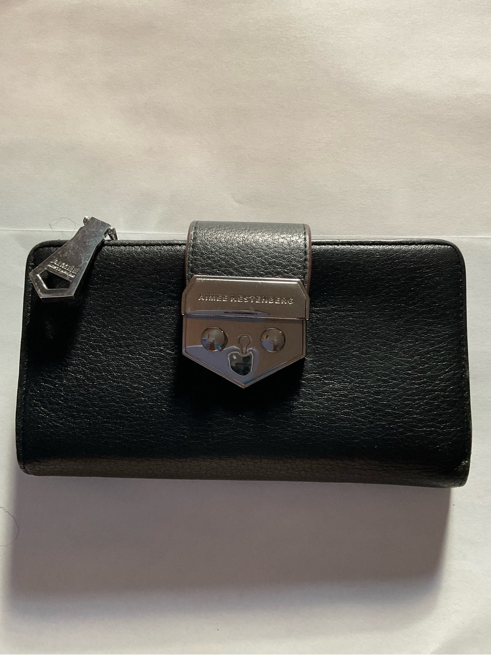 “Pre-Owned” Aimee Kestenberg Black Pebbled Leather Continental Wallet